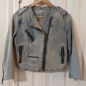 Semi Cried Denim Moto Jacket